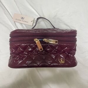 Oliver Thomas Burgundy Quilted Women's Cosmetic Bag